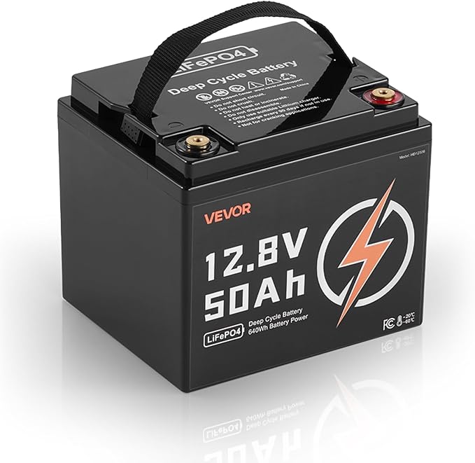 VEVOR 12V 50Ah LiFePO4 Battery, Deep Cycle Lithium Iron Phosphate Battery by VEVOR