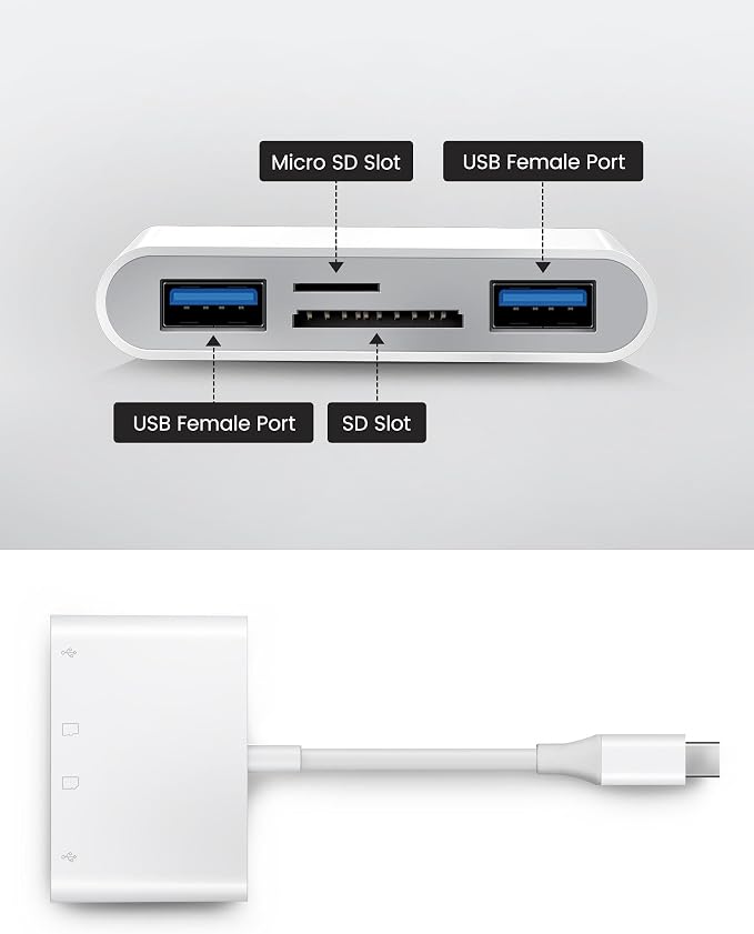 USB C SD Card Reader, Type C 4-Slots Memory Card Adapter - Image 2