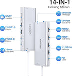 USB C Hub USB-C Docking Station Dual Monitor 14 in 1 Triple Display Multiport - Image 2