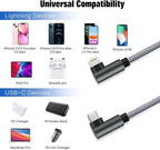 USB C to Lightning Cable 10FT MFi Certified 90 Degree iPhone Fast Charger Nylon - Image 7