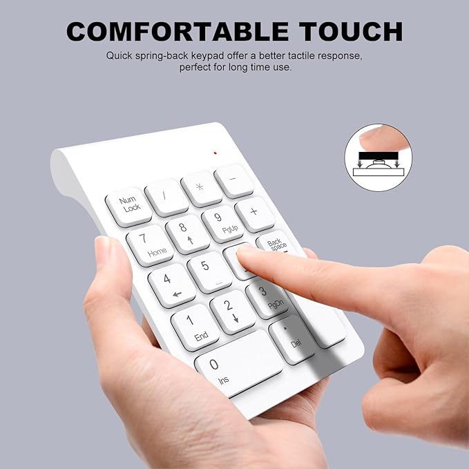 TRELC Wireless Numeric Keypad, Mini 2.4G 18 Keys Number Pad, Portable Silent - Image 4