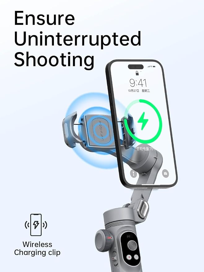 Gimbal Stabilizer for Smartphone, 3-Axis Portable iPhone Gimbal w/OLED Display - Image 4