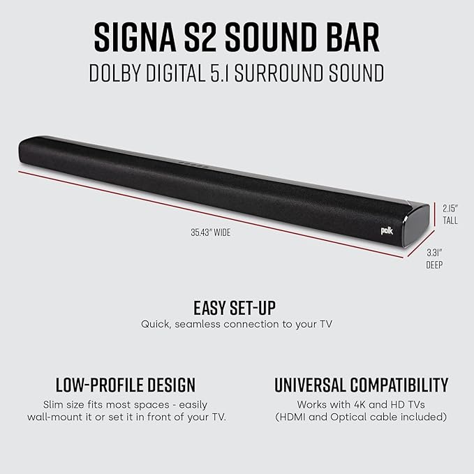 Polk Audio Signa S2 Sound Bar & Wireless Subwoofer – Exclusive VoiceAdjust - Image 2