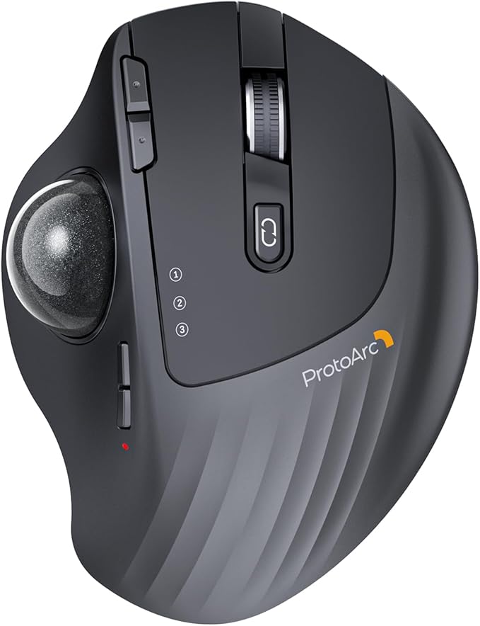 ProtoArc Wireless Trackball Mouse, EM01 NL Ergonomic Bluetooth Rollerball Thumb by ProtoArc