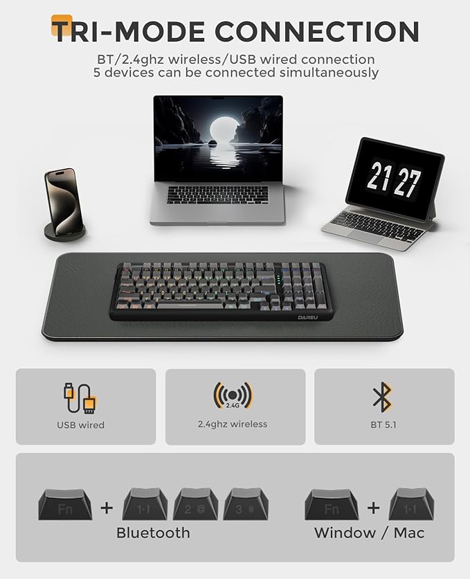 DAREU EK98PRO Wireless Mechanical Keyboard, Gasket Hot Swappable Custom - Image 5