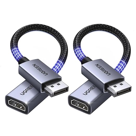 UGREEN 2 Pack 4K DisplayPort to HDMI Adapter, Unidirectional DP 1.2 PC to HDMI by UGREEN