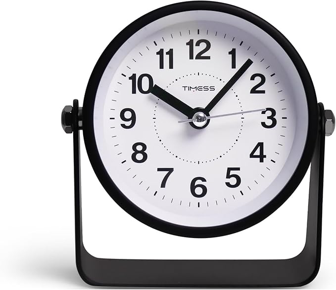 Analog Alarm Clock, Silent Non-Ticking Quartz Movement, Battery-Operated - Image 2