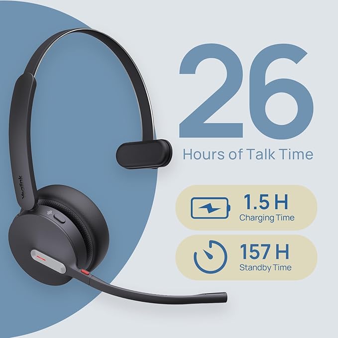 Yealink WH64 Mono UC DECT & Bluetooth Wireless Headset, 606ft Range, Single On - Image 4