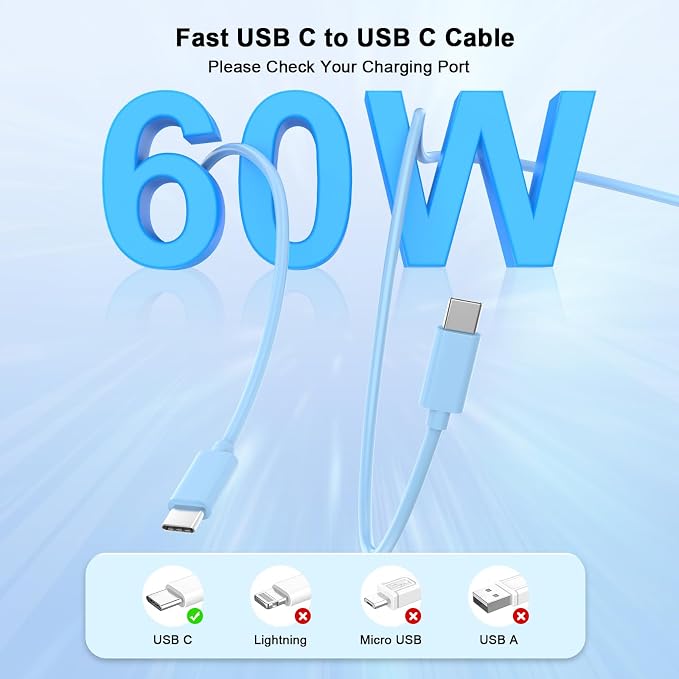 Matsusho iPhone 16 15 Charger Fast Charging 10 FT, 2 Pack 20W USB C Wall Charger - Image 5