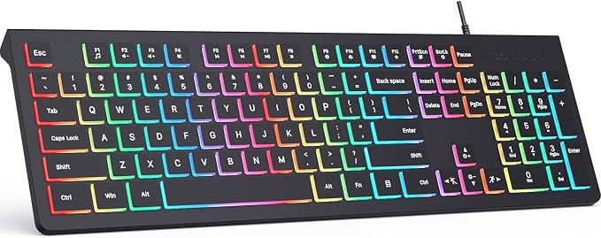 Wired Backlit Keyboard, Lighted Computer Keyboard by COLIKES