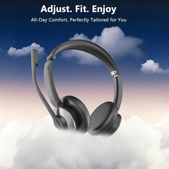 Wireless Headset with Mic for Work, Wireless Headphones with Mic & USB Dongle - Image 5