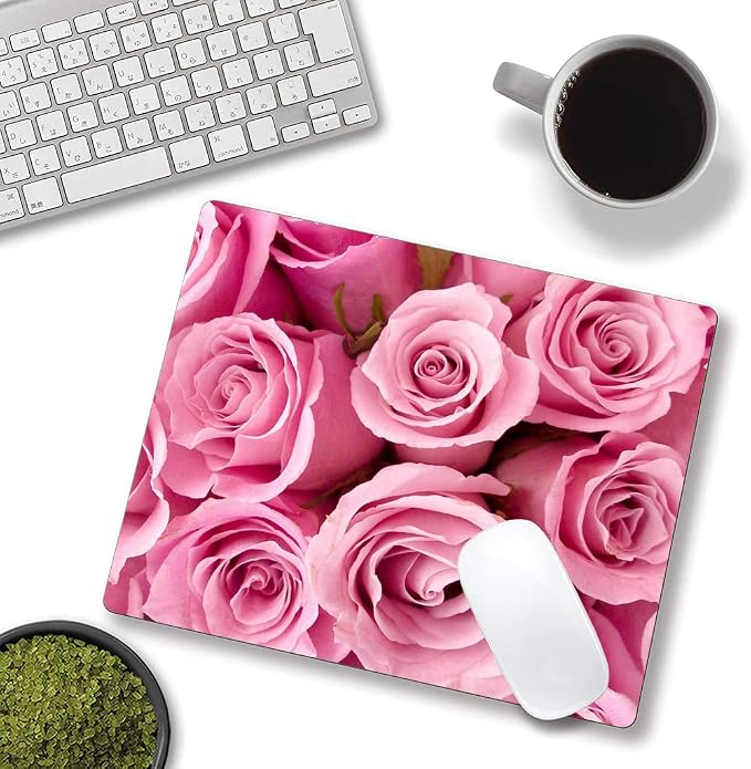 IMAYONDIA Pink Rose Mouse Pad, Waterproof Non-Slip Rubber Base Mouse Pad - Image 3