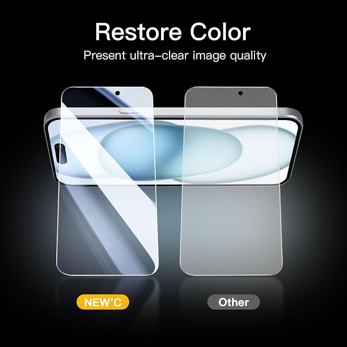 NEW'C 3 Pack Privacy for iPhone 16 Plus, 15 Plus Screen Protector, Anti-Spy - Image 7