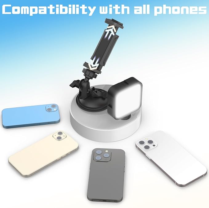 Suction Cup Phone Mount with Rechargeable Light, Mirror Phone Holder with Light - Image 7