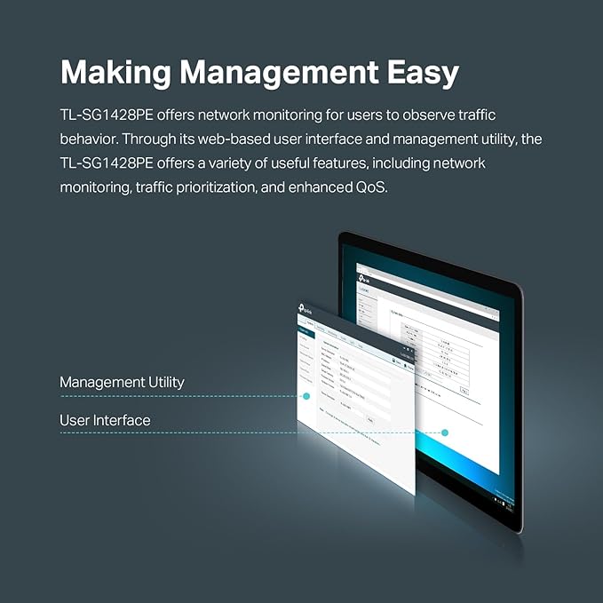 TP-Link TL-SG1428PE 24 Port Gigabit PoE Switch Easy Smart Managed 24 PoE+ Port - Image 8
