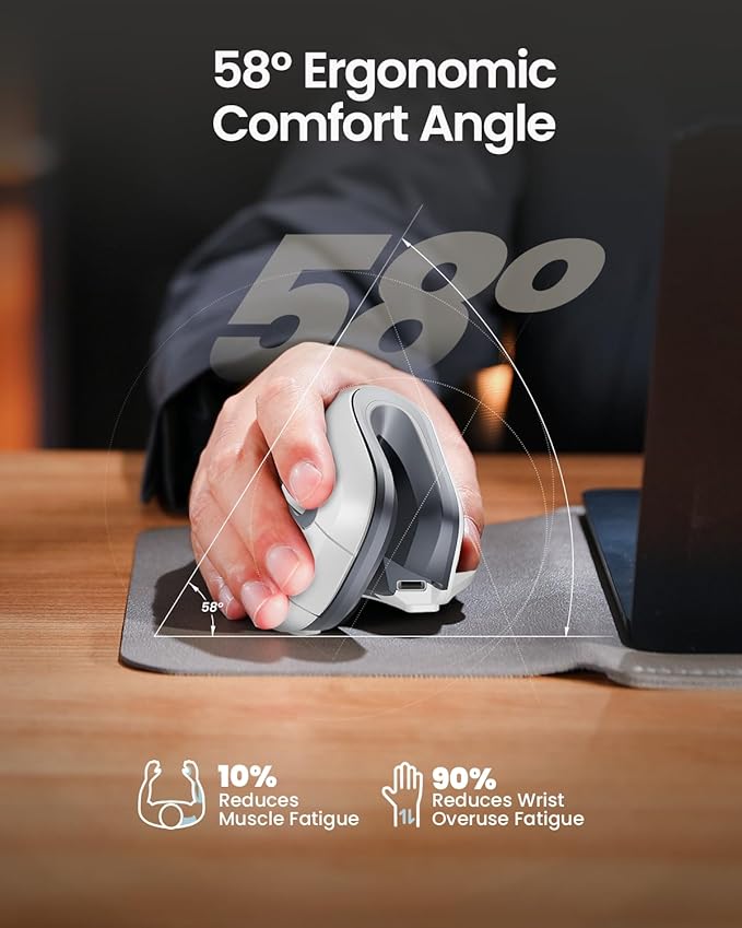 ProtoArc Ergonomic Vertical Mouse, EM11 NL Rechargeable Wireless Mouse Bluetooth - Image 6