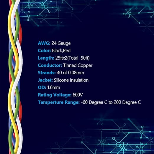 Fermerry 24 AWG Stranded Wire Spool 25ft Each 6 Colors Flexible 24 Gauge - Image 2