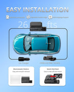 MAGELLAN 3 Channel 4K Dash Cam for Cars, 4K Front + 2K Wide Angle + 2K Rear - Image 6