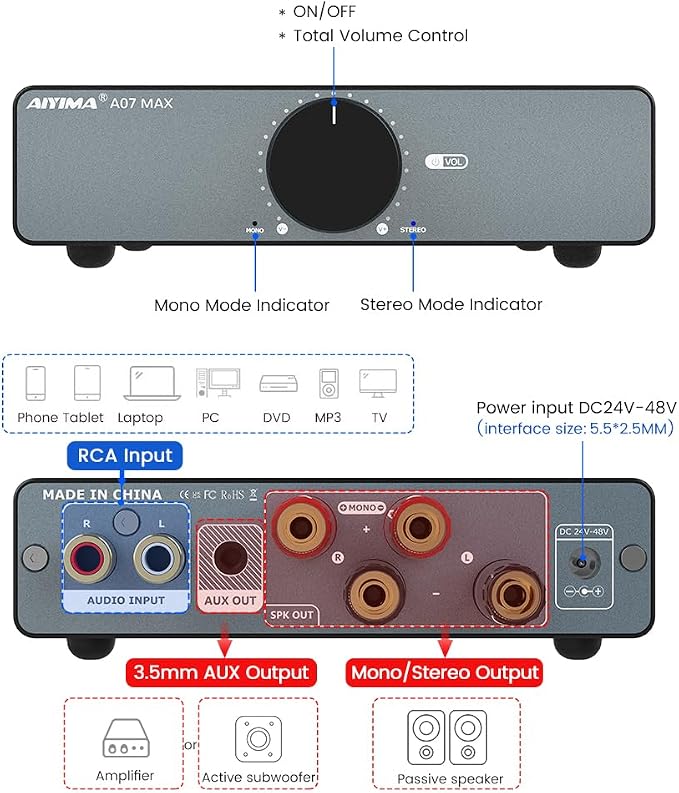 AIYIMA A07 MAX 2 Channel Stereo Amplifier Home Audio 300W*2 TPA3255 Class D - Image 2
