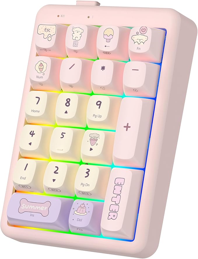 NumberPad, 21Keys HotSwappable Numpad, Rechargeable Number keypad, RGB Gasket by FOPATO