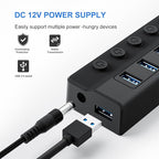 Powered USB Hub 3.0, 10-Port USB Splitter Hub - Image 5