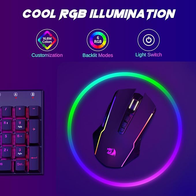 Redragon Wireless Gaming Mouse, Tri-Mode 2.4G/USB-C/Bluetooth Mouse Gaming - Image 3