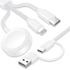 Upgraded 3 in 2 USB C Cable for Apple Watch Charger Travel USBC Multi Fast by top-up