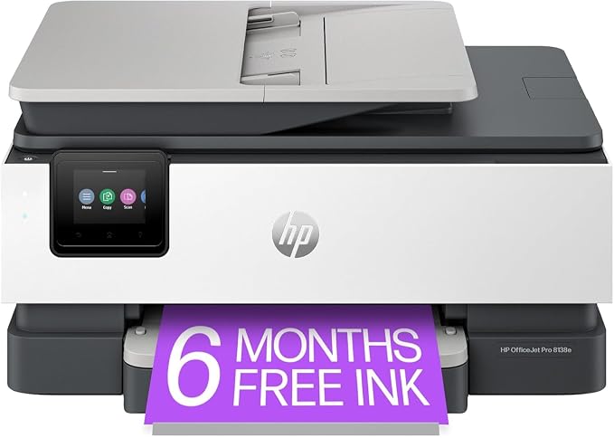 HP OfficeJet Pro 8138e Wireless All-in-One Color Inkjet Printer, Duplex by Amazon+Renewed