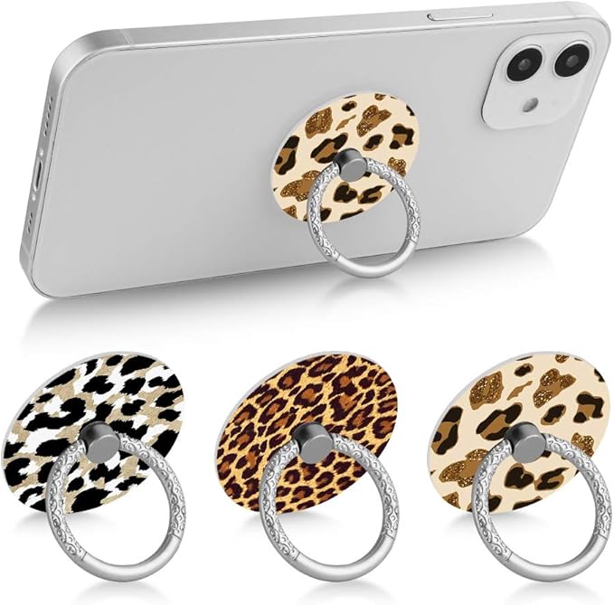 Bonoma Phone Ring Holder, 3 Pack Leopard Pattern Universal Finger Ring Stand - Image 3