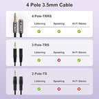 J&D 3.5mm TRRS Cable, 1/8 Inch 4 Pole TRRS Jack Male to Female Auxiliary - Image 3