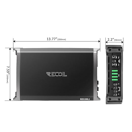 Recoil RED1200-1 2500 Watts Class-D Strappable Car Audio Mono-Block Subwoofer - Image 6