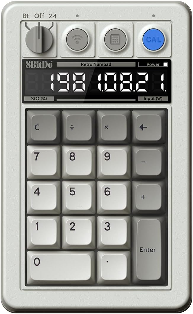 8Bitdo 18 Key Retro Mechanical Numpad, Supports PC & Standard Calculator Mode by 8BitDo