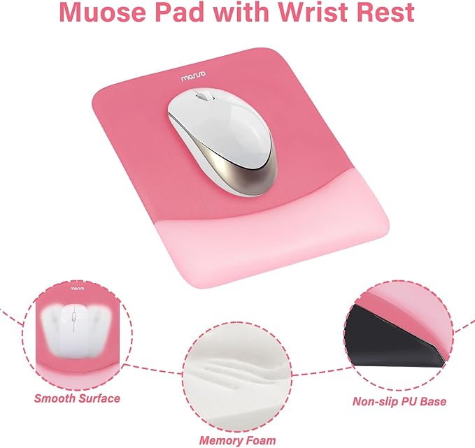 MOSISO Wrist Rest Support for Mouse Pad&Keyboard Set, Rectangular Ergonomic - Image 3