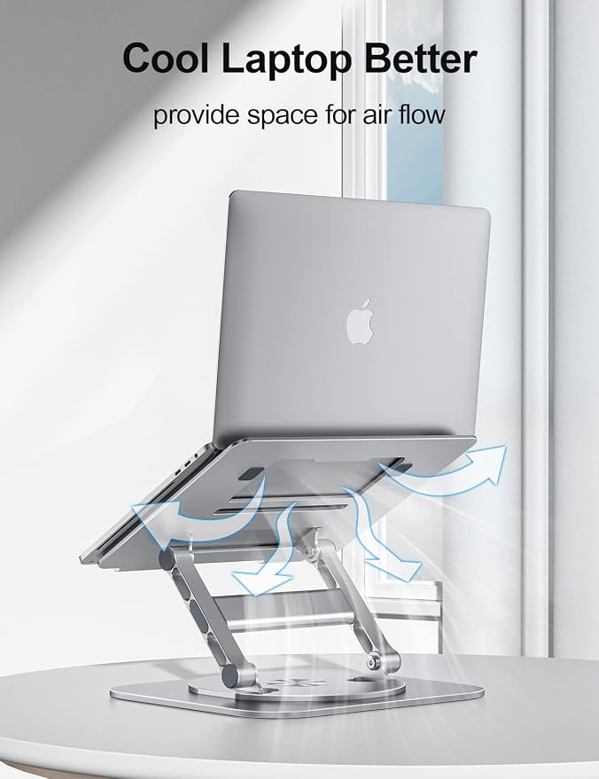 Laptop Stand for Desk, 360 Rotating Base Aluminum Computer Stand Ergonomic - Image 5