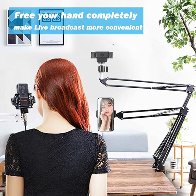 Overhead Tripod Mount for Camera Webcam Ring Light, Over Head Articulating Arm - Image 4