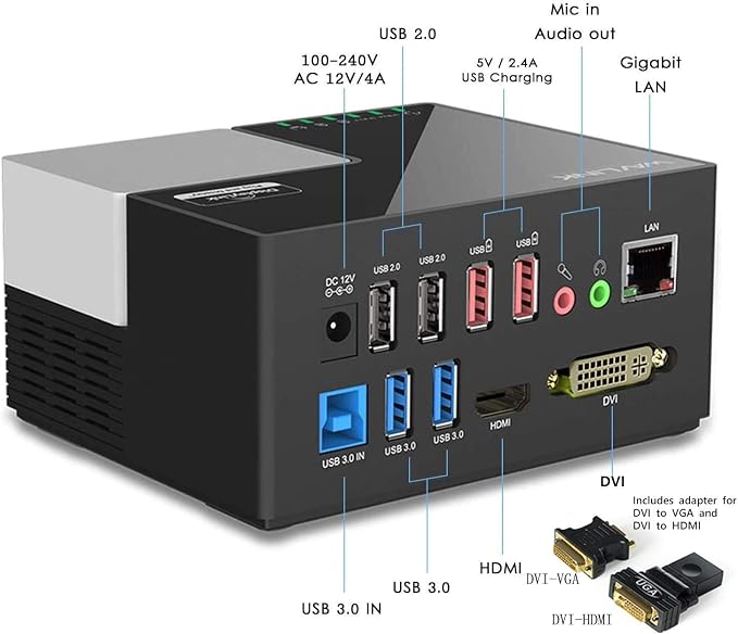 WAVLINK USB 3.0 Laptop Docking Station Dual Monitors, DisplayLink Computer Dock - Image 2
