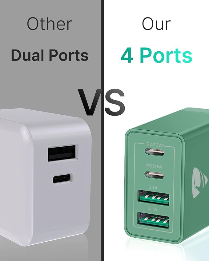 40W USB C Charger Cube, 4-Port QC +PD Power Adapter Multiport Brick Type C Box - Image 5