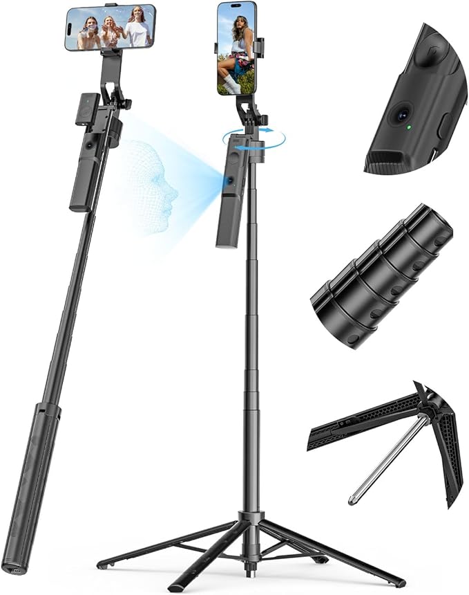 Auto Face Tracking Tripod for iPhone 360°Rotation, Selfie Stick for Android by USKEYVISION