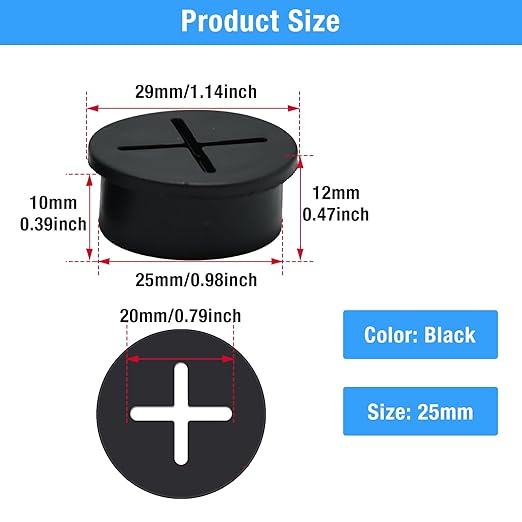 Desk Grommet, 1 in 25 mm Silicone Rubber Grommets, Flexible Wall Cord Pass - Image 9
