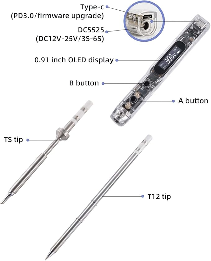 68W Electric Soldering Iron, SEQURE SI012 Pro Portable Solder Iron, OLED Screen - Image 7