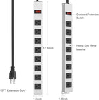 JUNNUJ Metal 8 Outlet Power Strip, Mountable Heavy Duty Power Strip, 1200J - Image 4