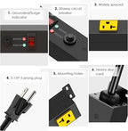 JUNNUJ Long Metal 16 Outlet Power Strip, Heavy Duty Power Strips Surge - Image 6