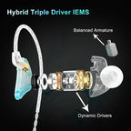 BASN MMCX in Ear Monitor Headphones, Triple Driver IEM in-Ear Earphone - Image 2