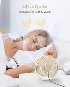 USB Desk Fan, 5 Inch Mini Portable, 3 Speeds Strong Airflow Personal Desktop - Image 5