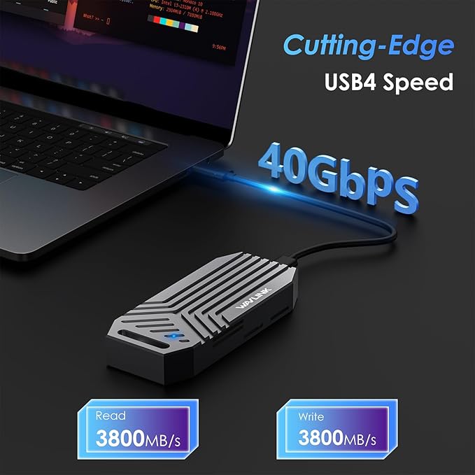 WAVLINK 40Gbps PCIe NVMe SSD Enclosure, USB4 External M.2 NVMe SSD Enclosure - Image 2