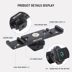 Dual Cold Shoe Extension Bar Mount, Aluminum Dual Hot Shoe Mount Bracket - Image 7