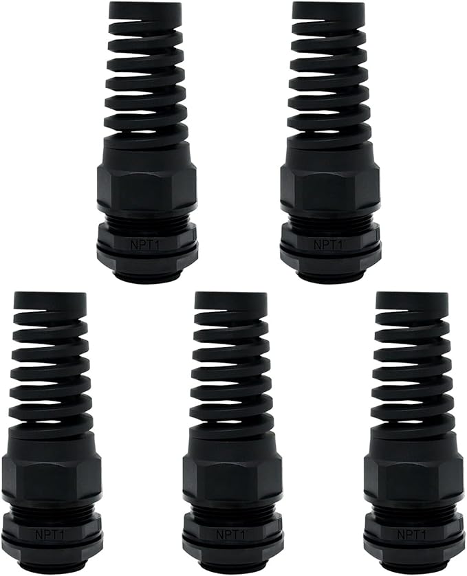 LeMotech 5Pcs NPT 1" IP68 Waterproof Cable Gland Flex Spiral Strain Relief by LeMotech