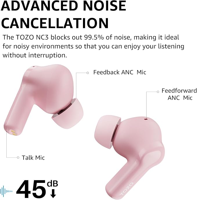 TOZO NC3 Hybrid Active Noise Cancelling Wireless Earbuds - Image 3