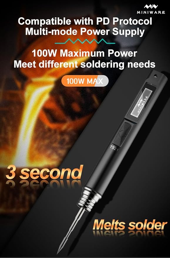 TOOLSAGE Soldering Iron Kit TS21, Front Lighting, 3 Seconds Melts Solder - Image 3