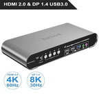 4 Computers 2 Monitors Automatic KVM Switch, HDMI 4k@60Hz + DP 8K 30Hz 4K@144Hz - Image 2